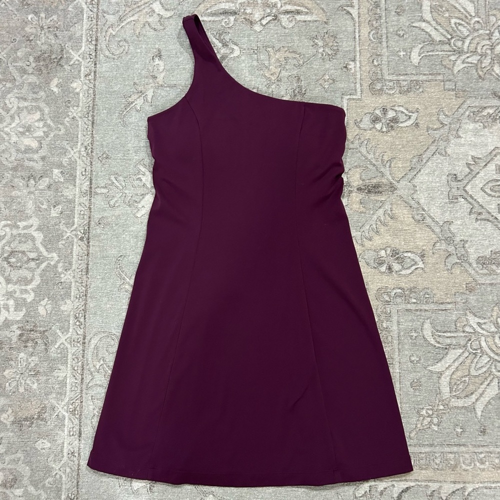 Quince Plum Ultra-Form One Shoulder Performance Dress Size XS Women's Athletic